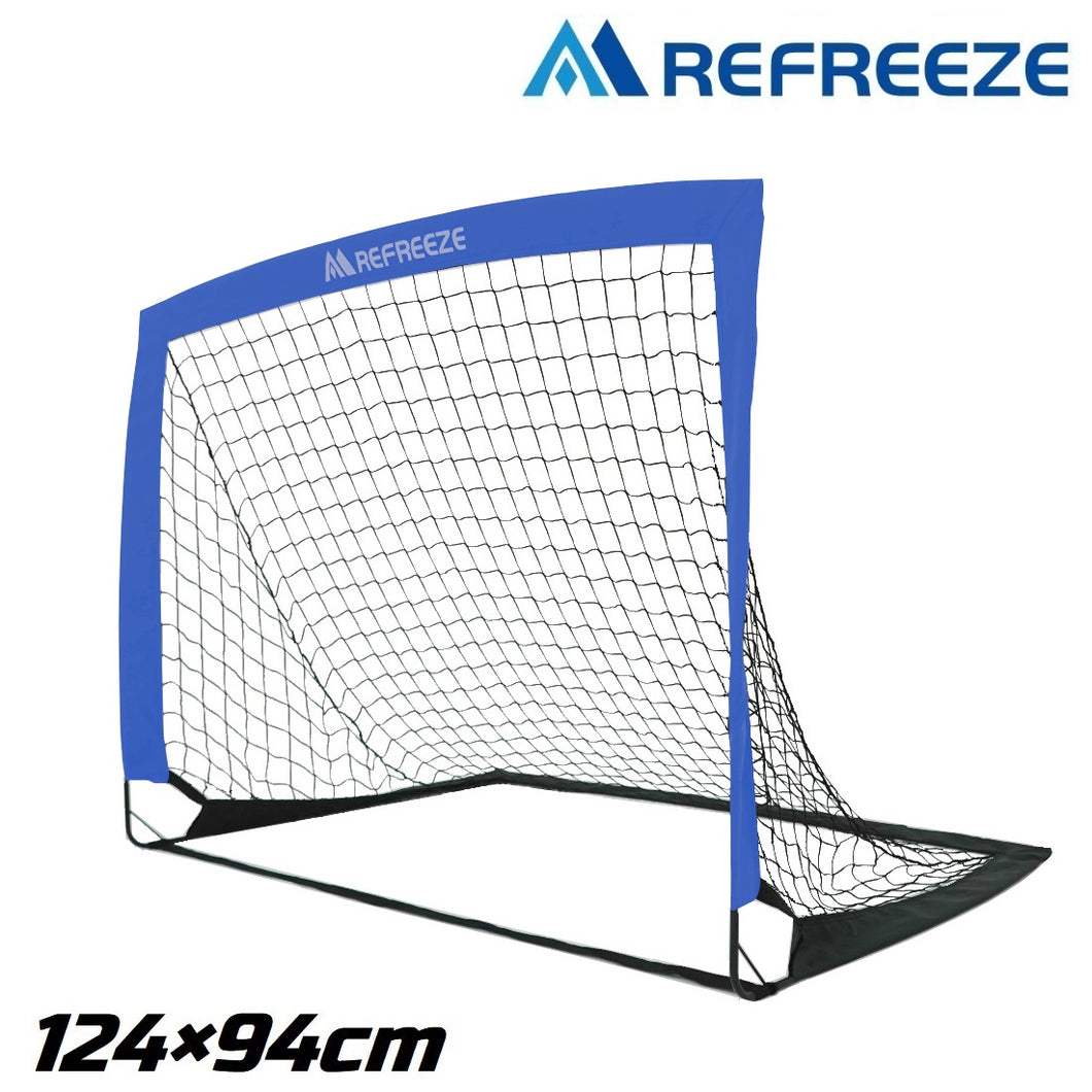REFREEZE リフリーズ 124×94cm 折りたたみ サッカーゴール ブルー 1個 収納バッグ付き 室内 屋外兼用