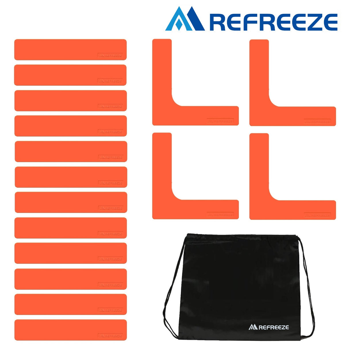 REFREEZE(リフリーズ) コートラインマーカー 16個セット（ラインマーカー12個＋コーナーマーカー4個） 簡易収納袋付き 室内 屋外兼用