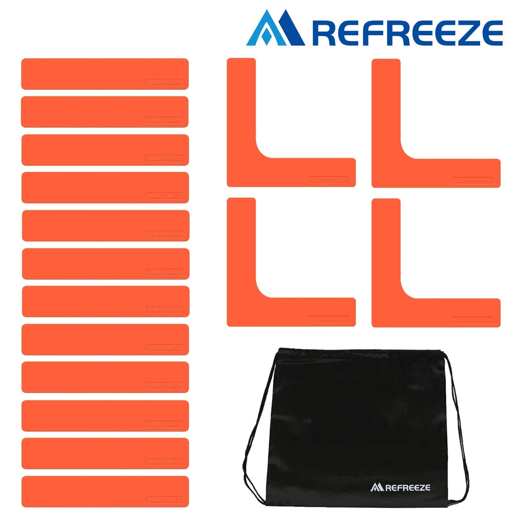REFREEZE リフリーズ コートラインマーカー 16個セット（ラインマーカー12個＋コーナーマーカー4個） 簡易収納袋付き 室内 屋外兼用