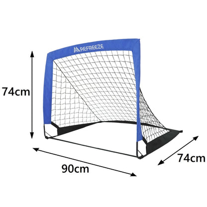 REFREEZE(リフリーズ) 90×74cm 折りたたみ サッカーゴール ブルー 2個セット 収納バッグ付き 室内 屋外兼用