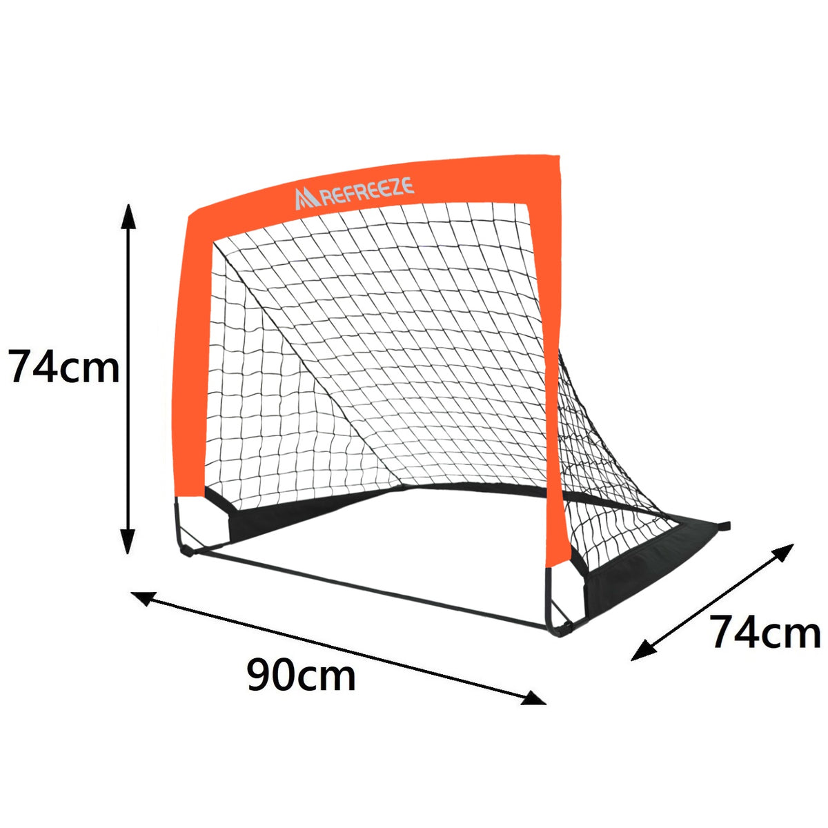 REFREEZE(リフリーズ) 90×74cm 折りたたみ サッカーゴール オレンジ 2個セット 収納バッグ付き 室内 屋外兼用