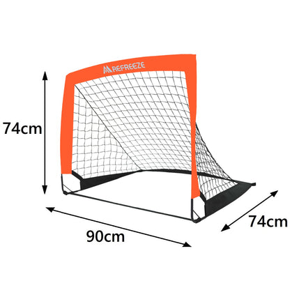 REFREEZE(リフリーズ) 90×74cm 折りたたみ サッカーゴール オレンジ 2個セット 収納バッグ付き 室内 屋外兼用