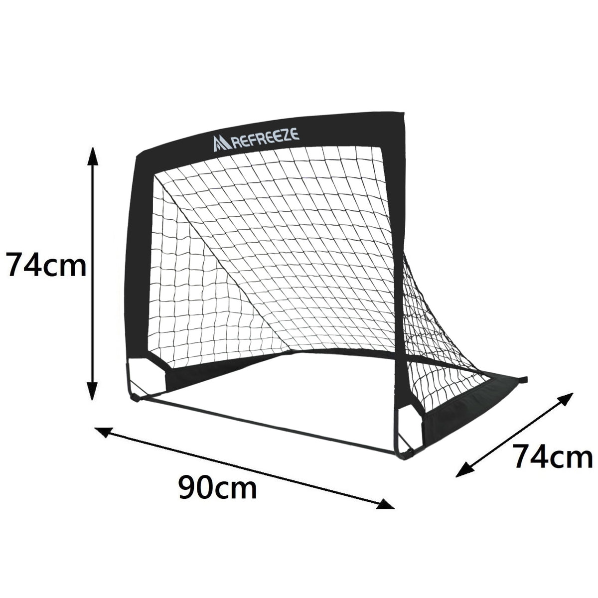 REFREEZE(リフリーズ) 90×74cm 折りたたみ サッカーゴール ブラック 1個 収納バッグ付き 室内 屋外兼用