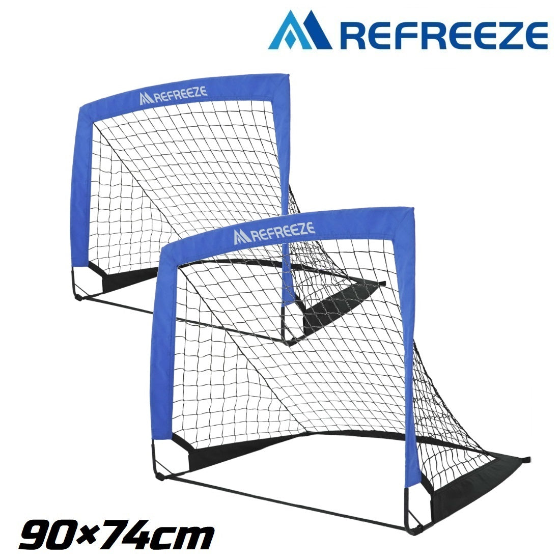 REFREEZE(リフリーズ) 90×74cm 折りたたみ サッカーゴール ブルー 2個