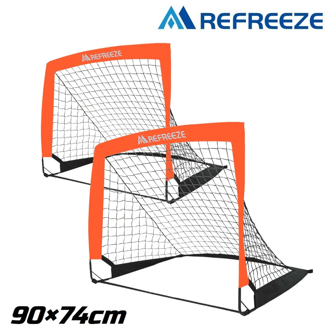 REFREEZE リフリーズ 90×74cm 折りたたみ サッカーゴール オレンジ 2個セット 収納バッグ付き 室内 屋外兼用