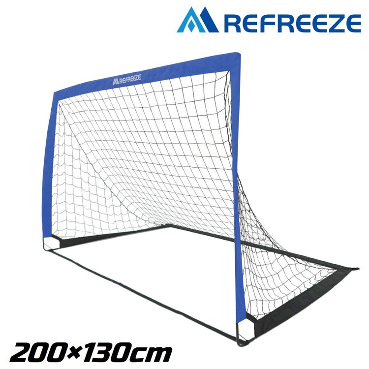 REFREEZE(リフリーズ) 200×130cm 折りたたみ サッカーゴール ブルー 1個 収納バッグ付き ポータブル フットサルゴール