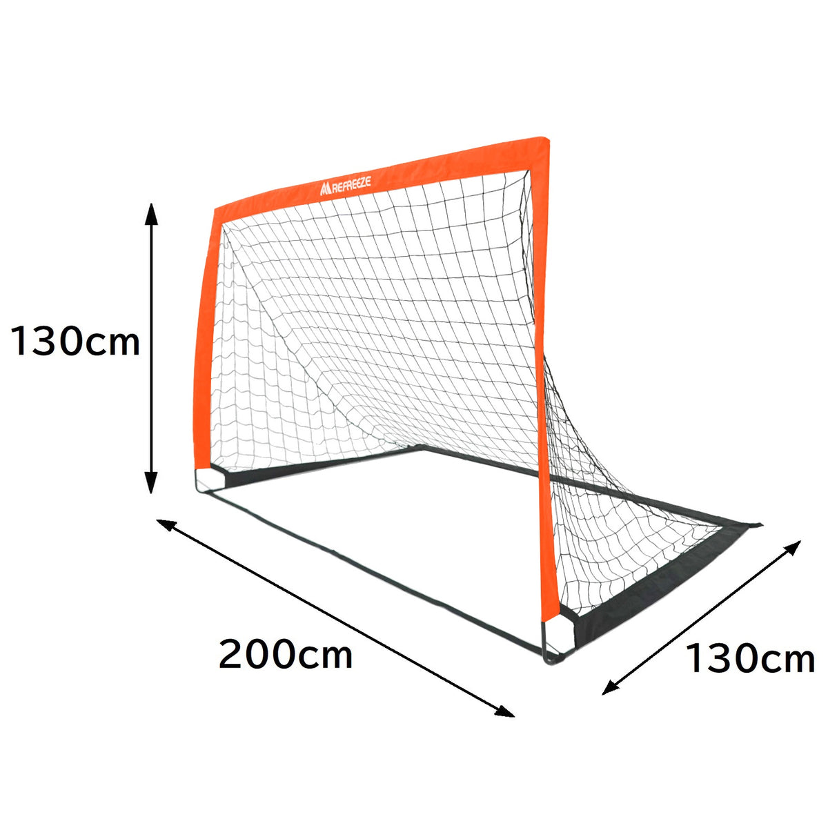 REFREEZE(リフリーズ) 200×130cm 折りたたみ サッカーゴール オレンジ 2個セット 収納バッグ付き ポータブル フットサルゴール