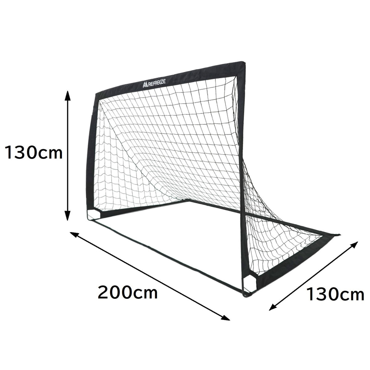REFREEZE(リフリーズ) 200×130cm 折りたたみ サッカーゴール ブラック 1個 収納バッグ付き ポータブル フットサルゴール