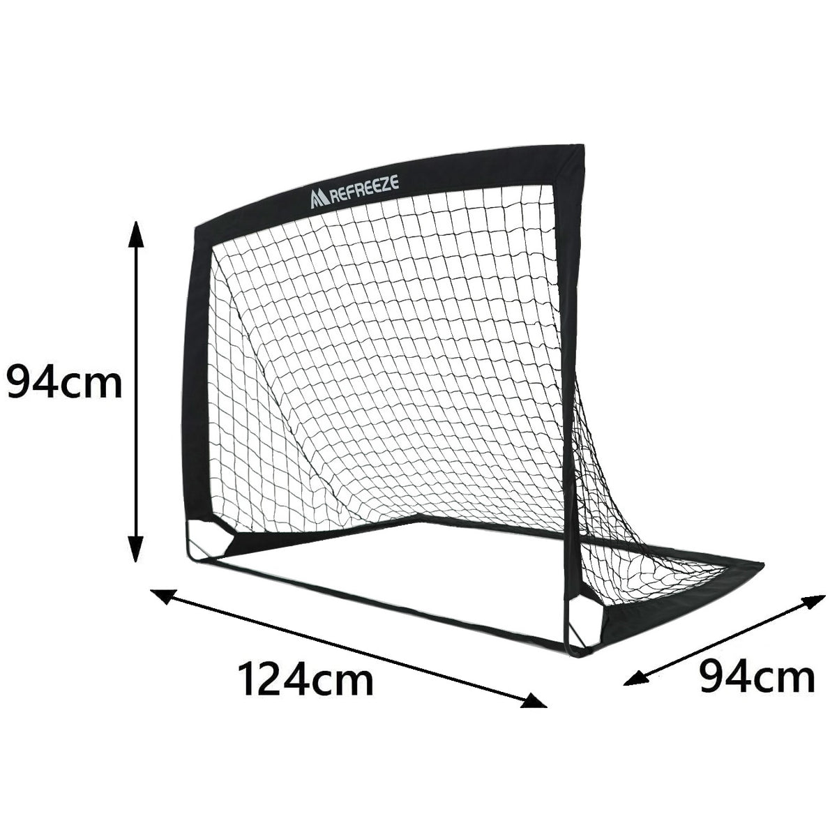 REFREEZE(リフリーズ) 124×94cm 折りたたみ サッカーゴール ブラック 2個セット 収納バッグ付き 室内 屋外兼用
