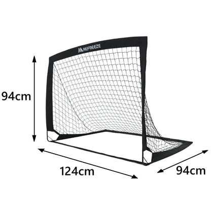 REFREEZE(リフリーズ) 124×94cm 折りたたみ サッカーゴール ブラック 2個セット 収納バッグ付き 室内 屋外兼用