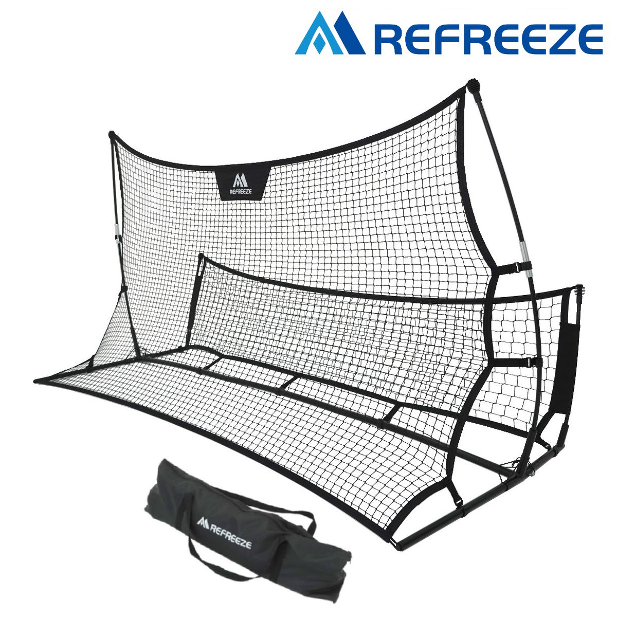 REFREEZE(リフリーズ) ポータブル 両面リバウンドネット 収納バッグ付き リバウンダー ブラックネット 室内 屋外兼用